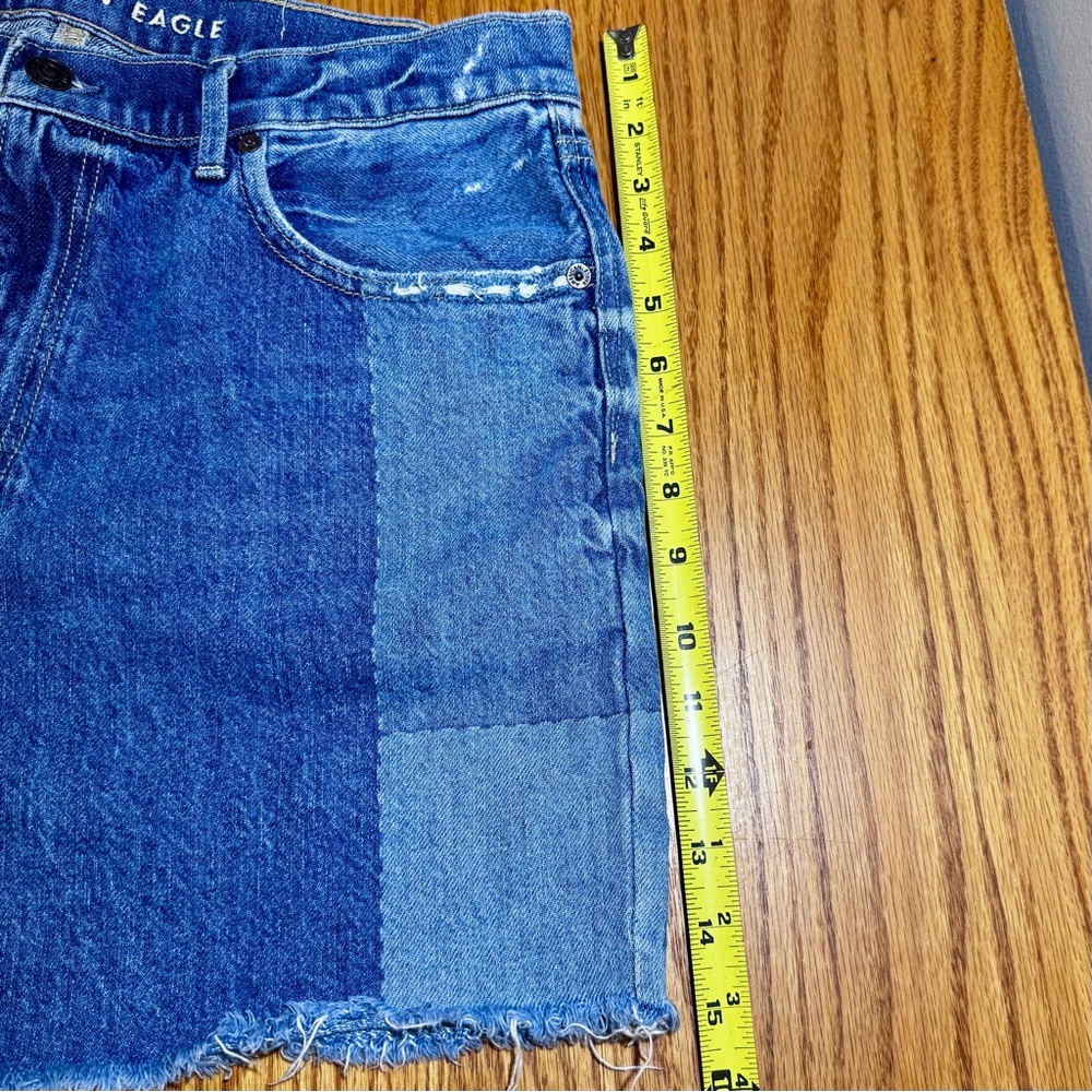American Eagle Highest Rise 90s Boyfriend Patchwork Denim Shorts - Picture 9 of 11